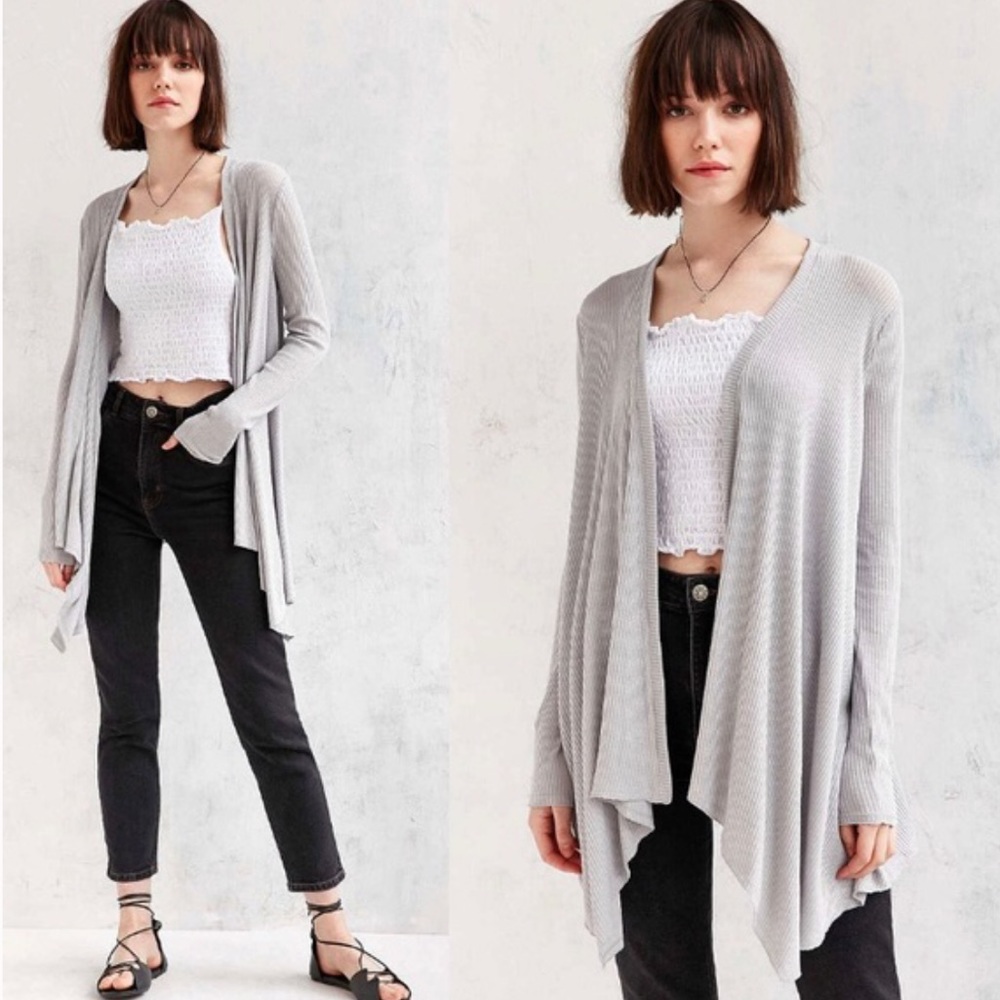 Kimchi Blue Ribbed Grey Cardigan
